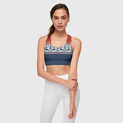 Топик спортивный женский Вязаный узор с оленями, цвет: 3D-принт — фото 2