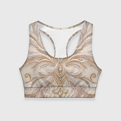 Женский спортивный топ Перламутровый орнамент с перьями