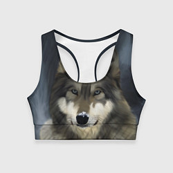 Топик спортивный женский Зимний волк, цвет: 3D-принт