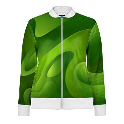Олимпийка женская 3d Green abstract, цвет: 3D-белый