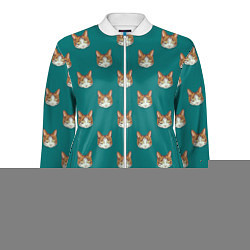 Олимпийка женская Рыжий кот паттерн, цвет: 3D-белый