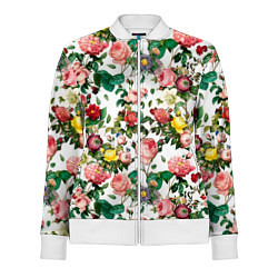 Олимпийка женская Узор из летних роз Summer Roses Pattern, цвет: 3D-белый