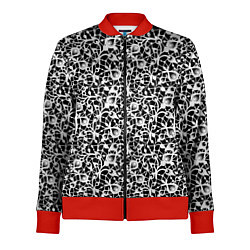 Олимпийка женская Черно-белый кружевной ажурный узор, цвет: 3D-красный