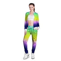 Олимпийка женская Разноцветный размытый фон градиент, цвет: 3D-белый — фото 2