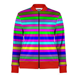 Олимпийка женская Multicolored neon bright stripes, цвет: 3D-красный