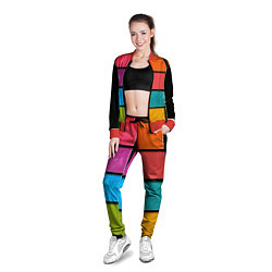 Олимпийка женская Абстрактный набор красок-паттернов, цвет: 3D-красный — фото 2