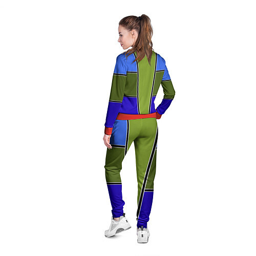Женская олимпийка Зелено- синий геометрический дизайн / 3D-Красный – фото 4