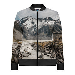 Олимпийка женская Горы и река с камнями, цвет: 3D-черный