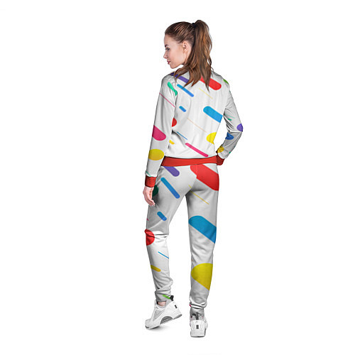 Женская олимпийка Разноцветные круги и полосы / 3D-Красный – фото 4