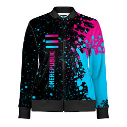 Олимпийка женская OneRepublic - neon gradient: по-вертикали, цвет: 3D-черный