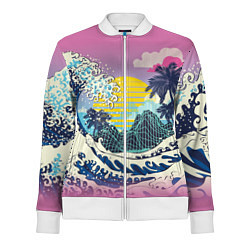 Олимпийка женская Штормовые океанские волны и пальмы, цвет: 3D-белый