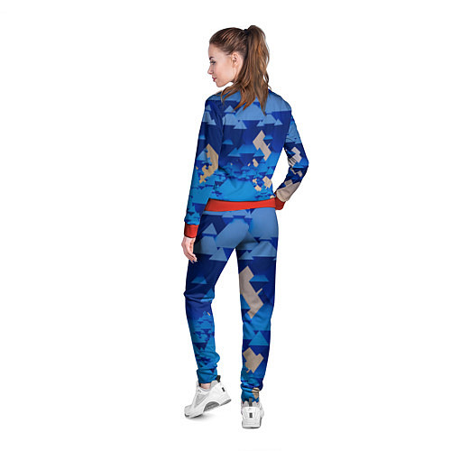 Женская олимпийка Абстрактные синие тетраэдры / 3D-Красный – фото 4