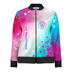 Женская олимпийка Manchester City neon gradient style: надпись, симв