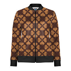 Олимпийка женская Четырехлистный клевер коричневый, цвет: 3D-черный