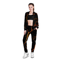 Олимпийка женская Оранжевые трещины, цвет: 3D-черный — фото 2