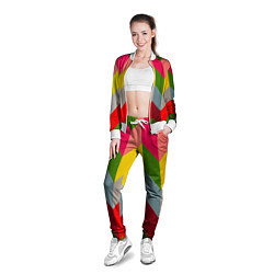 Олимпийка женская Разноцветный ромбический абстрактный паттерн, цвет: 3D-белый — фото 2