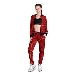 Олимпийка женская Красный текстурный узор, цвет: 3D-черный — фото 2