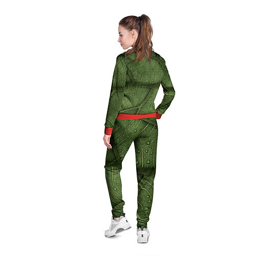 Женская олимпийка Текстура зелёной листы / 3D-Красный – фото 4