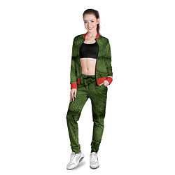 Олимпийка женская Текстура зелёной листы, цвет: 3D-красный — фото 2