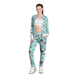 Олимпийка женская Паттерн - японская еда, цвет: 3D-белый — фото 2