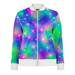 Олимпийка женская Яркий космос розово-синий с вкраплениями зеленого, цвет: 3D-белый