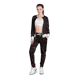 Олимпийка женская Красные, синие, черные фигуры и линии на коричнево, цвет: 3D-белый — фото 2