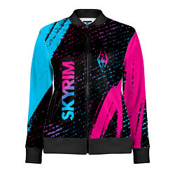 Олимпийка женская Skyrim - neon gradient: надпись, символ, цвет: 3D-черный