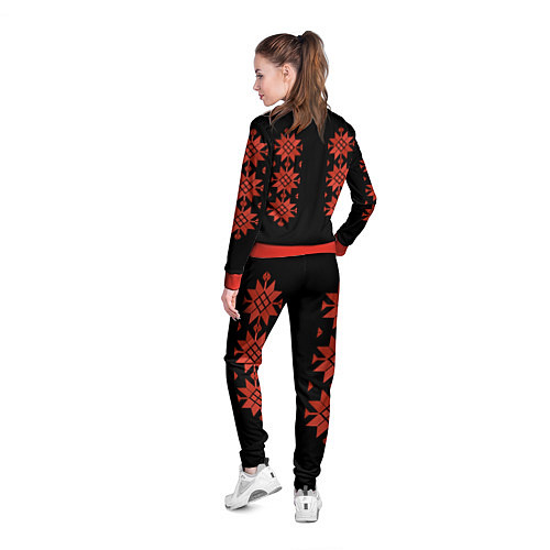 Женская олимпийка Удмуртский - вертикаль black 2 / 3D-Красный – фото 4