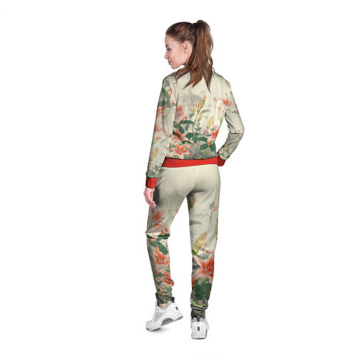 Женская олимпийка Тигровые лилии - японский стиль / 3D-Красный – фото 4