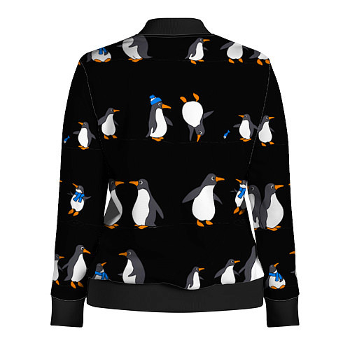 Женская олимпийка Веселая семья пингвинов / 3D-Черный – фото 2