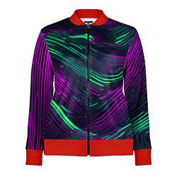 Женская олимпийка Волнистые линии зелёные и фиолетовые