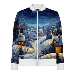 Олимпийка женская Деревня новогодняя, цвет: 3D-белый