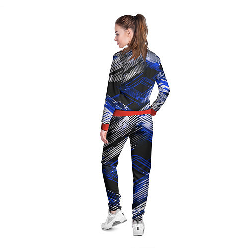 Женская олимпийка Киберпанк линии белые и синие / 3D-Красный – фото 4