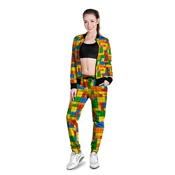 Олимпийка женская Лего - разноцветная стена, цвет: 3D-черный — фото 2