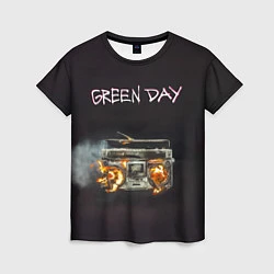 Футболка женская Green Day магнитофон в огне, цвет: 3D-принт