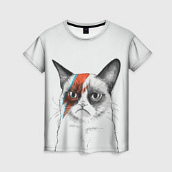 Футболка женская David Bowie: Grumpy cat, цвет: 3D-принт