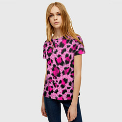 Футболка женская Розовый леопард, цвет: 3D-принт — фото 2