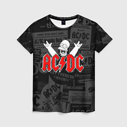 Футболка женская AC DC - Homer Simpson, цвет: 3D-принт