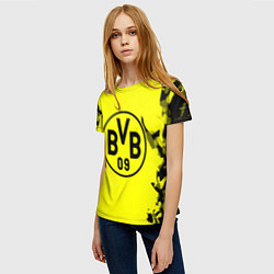 Футболка женская FC Borussia Dortmund: Yellow & Black, цвет: 3D-принт — фото 2