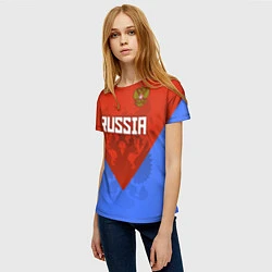 Футболка женская Russia Red & Blue, цвет: 3D-принт — фото 2