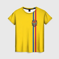 Футболка женская Молдавия: лента с гербом, цвет: 3D-принт