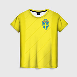 Футболка женская Сборная Швеции: Домашняя ЧМ-2018, цвет: 3D-принт