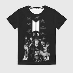 Футболка женская BTS плакат с автографами, цвет: 3D-принт