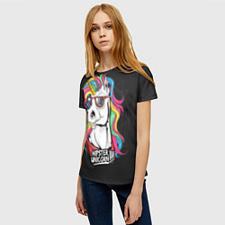 Футболка женская Хипстер Единорог, цвет: 3D-принт — фото 2