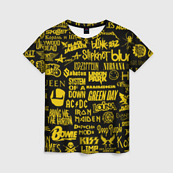 Футболка женская Логотипы рок групп GOLD, цвет: 3D-принт