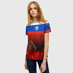 Футболка женская Россия огонь, цвет: 3D-принт — фото 2
