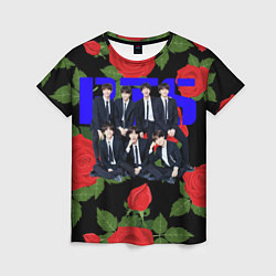 Футболка женская BTS Roses Black, цвет: 3D-принт