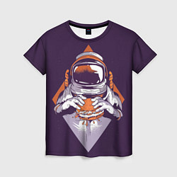 Футболка женская Космонавт ест бургер, цвет: 3D-принт