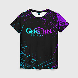 Футболка женская GENSHIN IMPACT NEON LOGO, цвет: 3D-принт