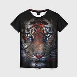 Футболка женская Цветной тигр, цвет: 3D-принт